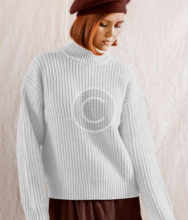 Casual white ribbed sweater